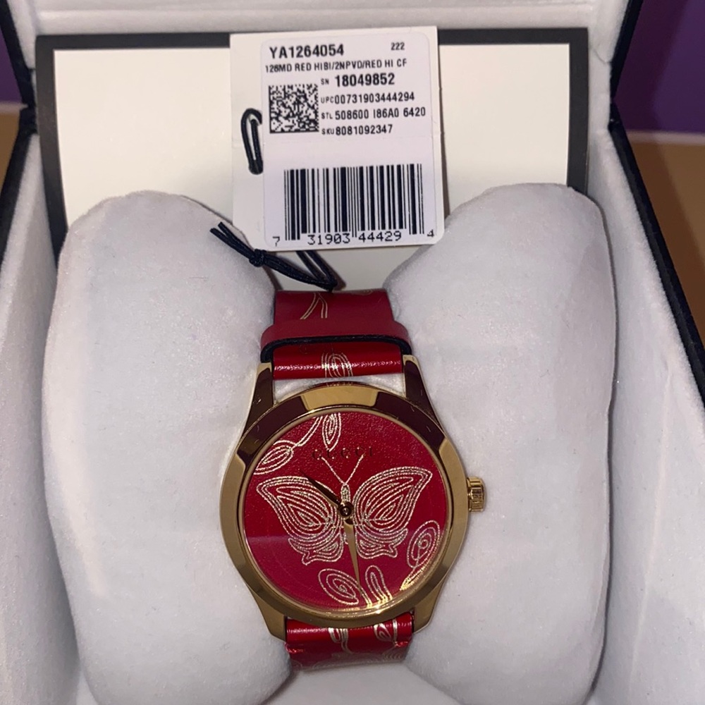 Gucci 38mm G-Timeless Red Butterfly Watch - Picture 4 of 4